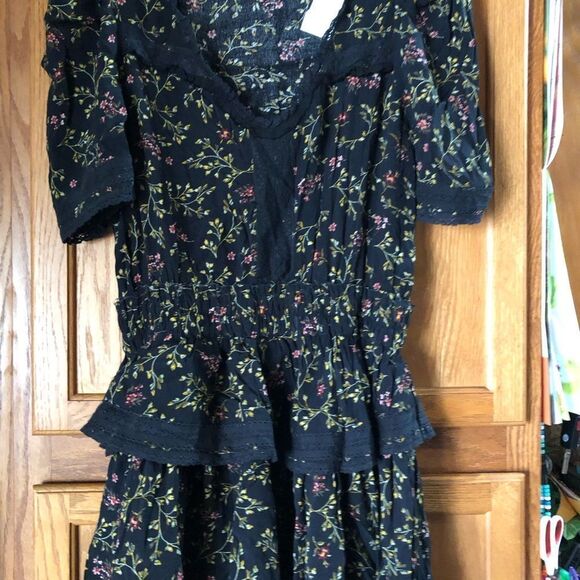 EYE OF THE NEEDLE Dark Romance Ditsy Print Ruffle Mini Dress - S - Picture 5 of 16